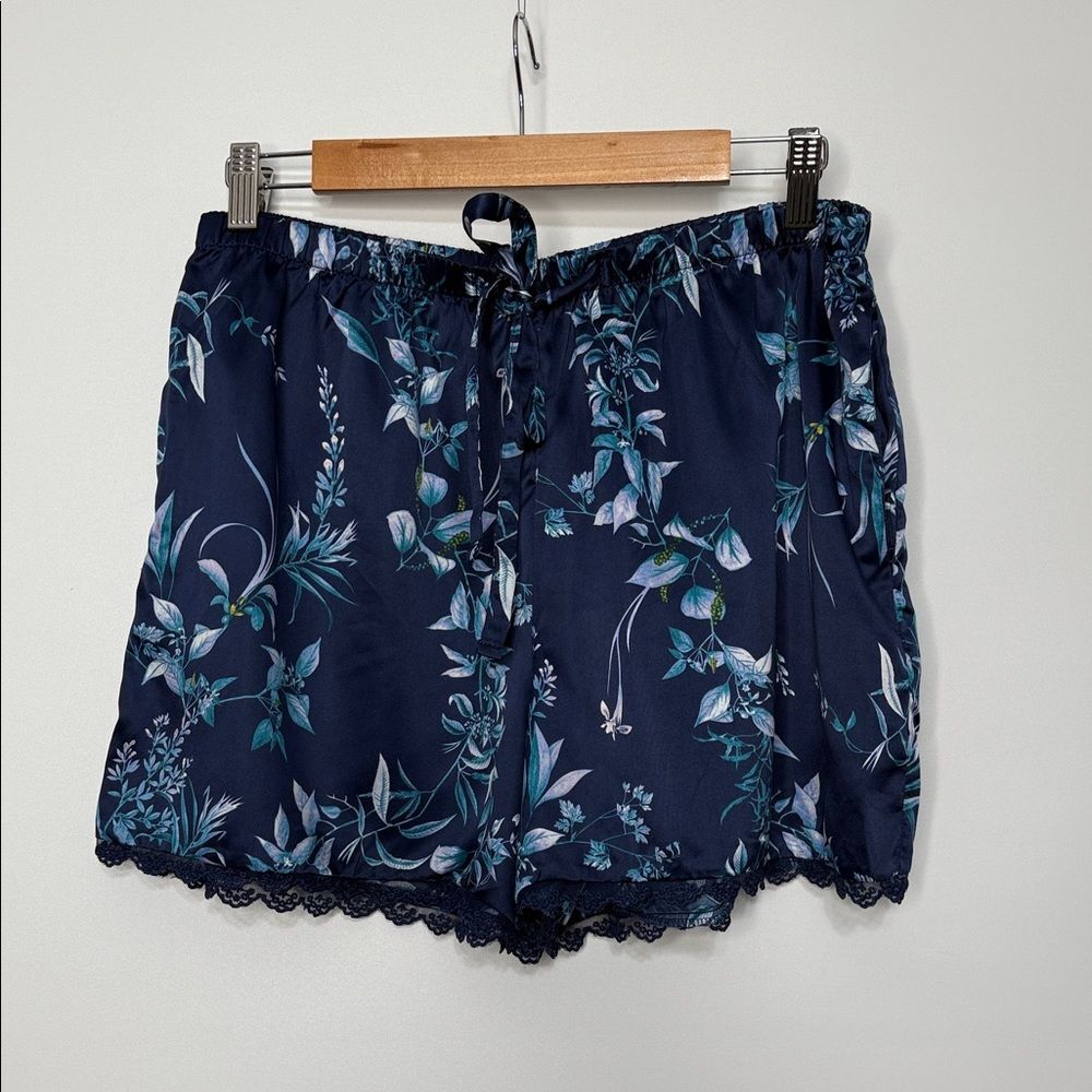 Flora by Flora Nikrooz Floral Navy Blue Short Sleeve Pajama Set Size Large - Picture 9 of 12